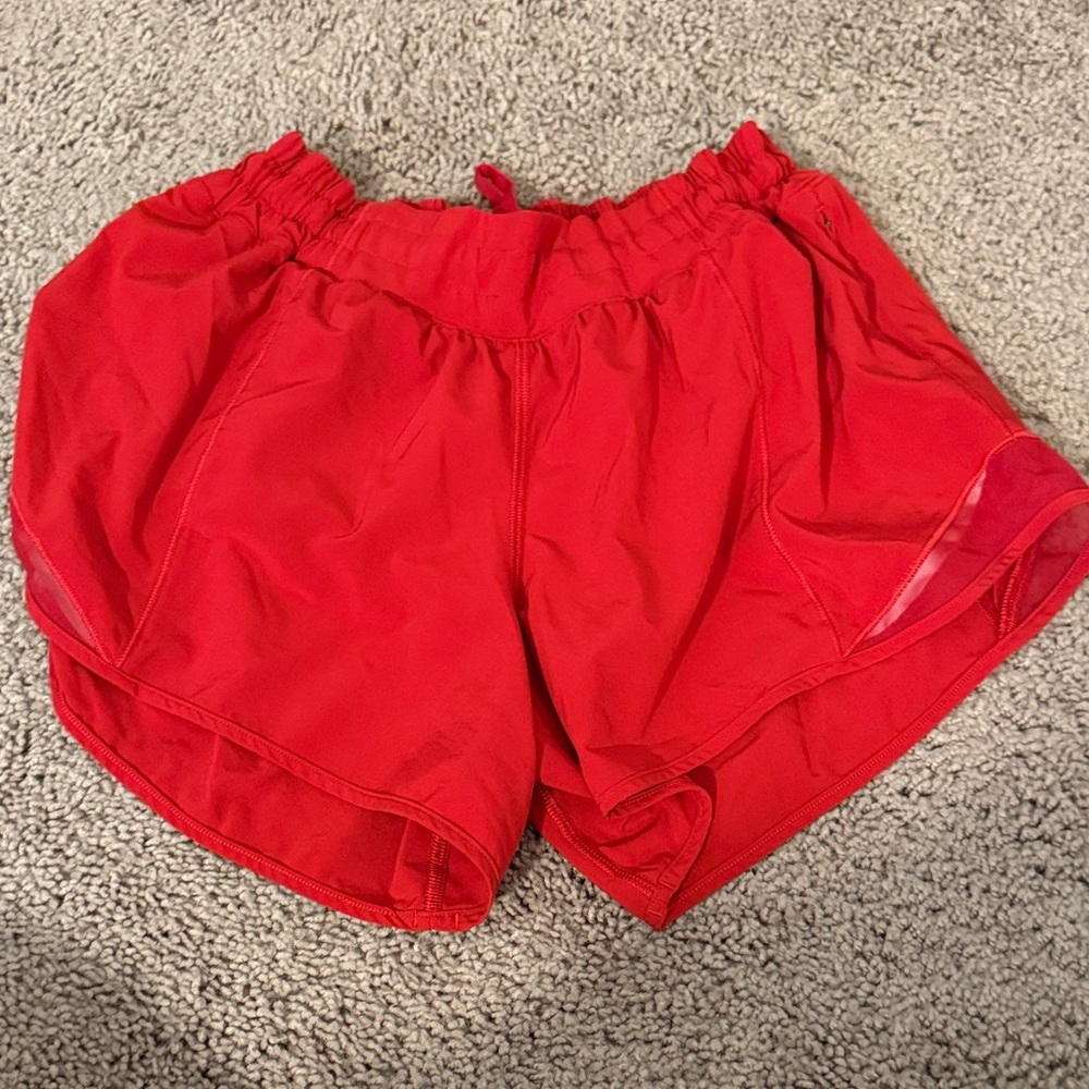 Women's Red LULULEMON HOTTY HOT Athletic Shorts